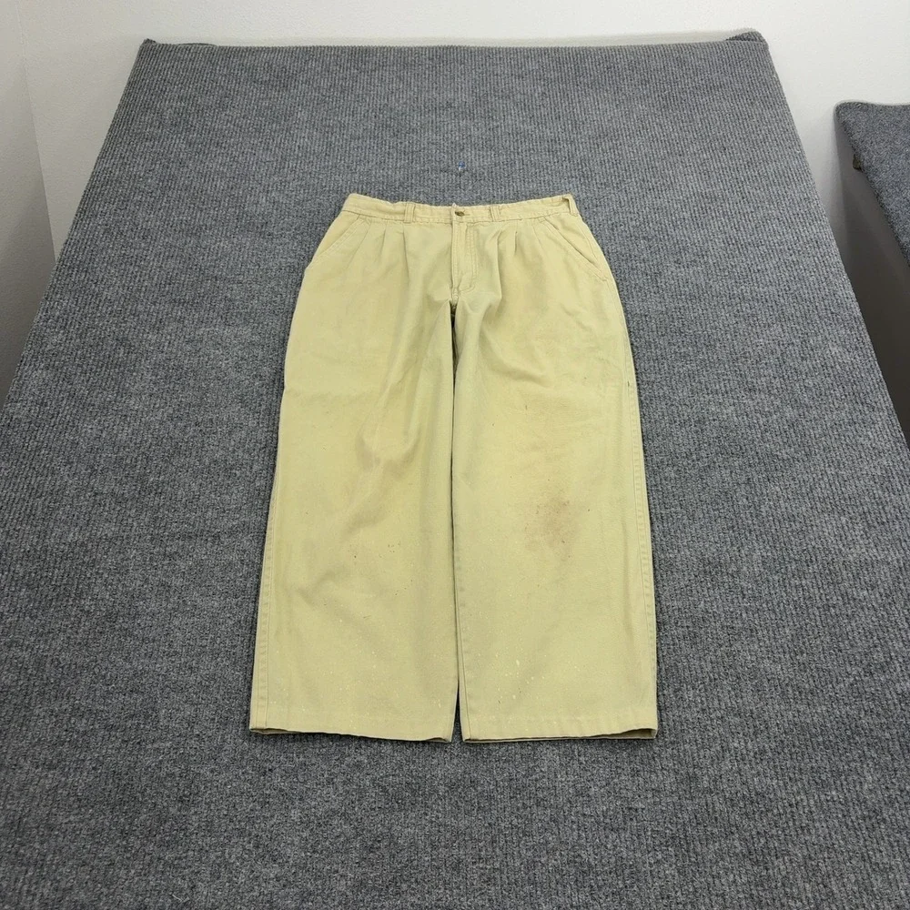Vintage Bugle Boy Pants Mens 30x30 Khaki Cotton Pleated Chino Casual 90s Style